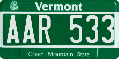 VT license plate AAR533