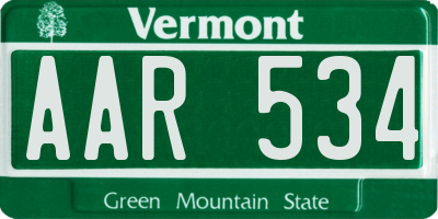 VT license plate AAR534