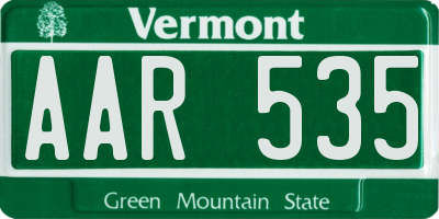 VT license plate AAR535