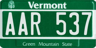 VT license plate AAR537