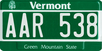 VT license plate AAR538