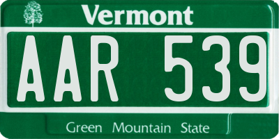 VT license plate AAR539