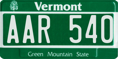 VT license plate AAR540