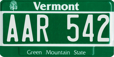 VT license plate AAR542