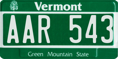 VT license plate AAR543