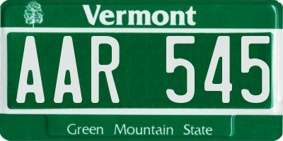 VT license plate AAR545