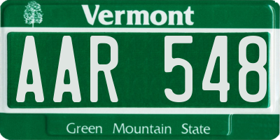 VT license plate AAR548