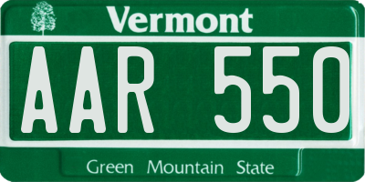 VT license plate AAR550