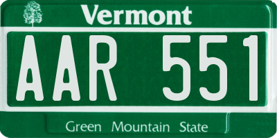 VT license plate AAR551