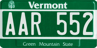 VT license plate AAR552