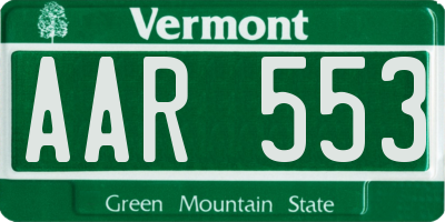 VT license plate AAR553