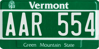 VT license plate AAR554