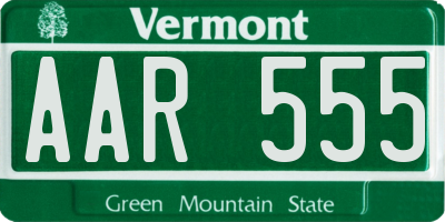 VT license plate AAR555