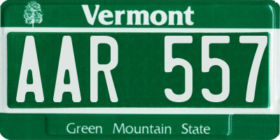 VT license plate AAR557