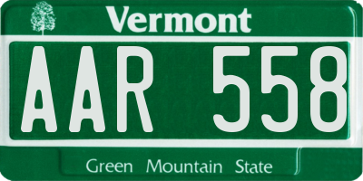 VT license plate AAR558