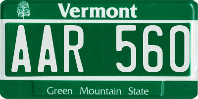 VT license plate AAR560