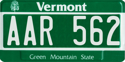 VT license plate AAR562