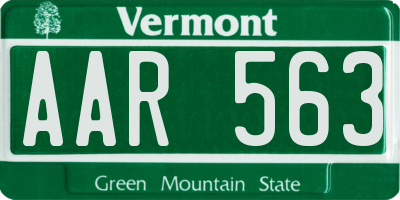 VT license plate AAR563