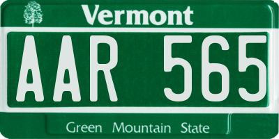 VT license plate AAR565