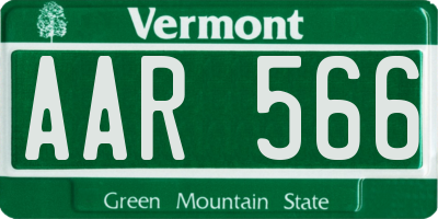 VT license plate AAR566