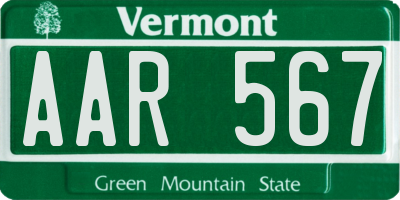 VT license plate AAR567