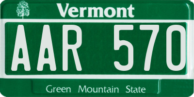 VT license plate AAR570