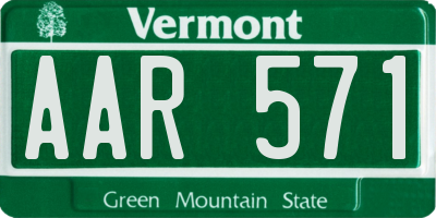 VT license plate AAR571