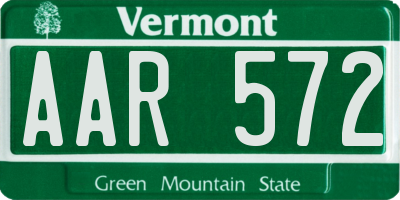 VT license plate AAR572