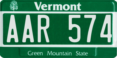 VT license plate AAR574