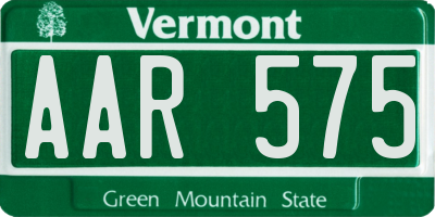 VT license plate AAR575