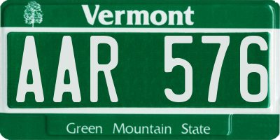 VT license plate AAR576