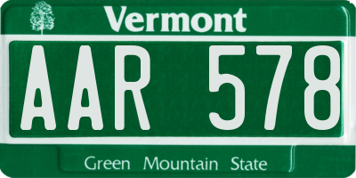 VT license plate AAR578