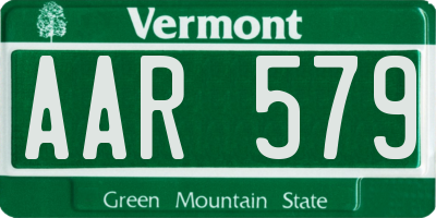 VT license plate AAR579