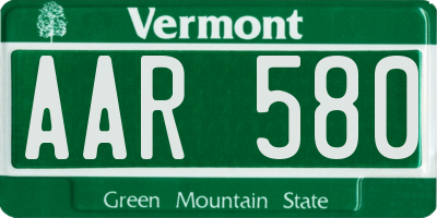 VT license plate AAR580