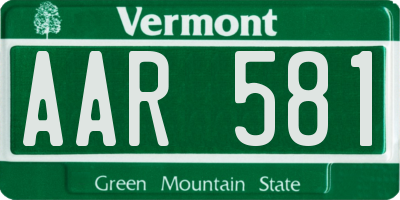 VT license plate AAR581