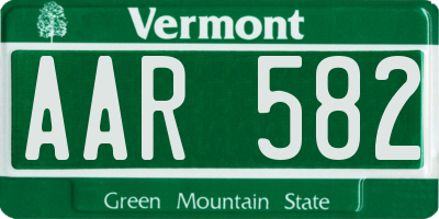 VT license plate AAR582