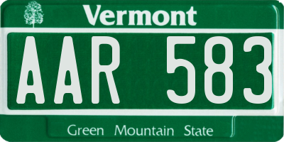 VT license plate AAR583