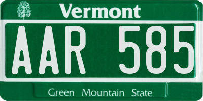 VT license plate AAR585