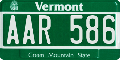 VT license plate AAR586