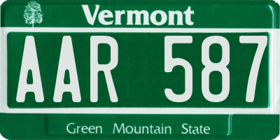 VT license plate AAR587