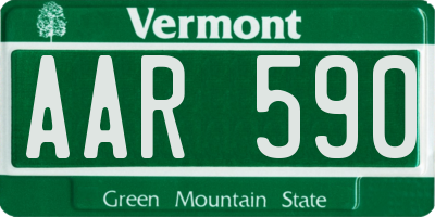 VT license plate AAR590