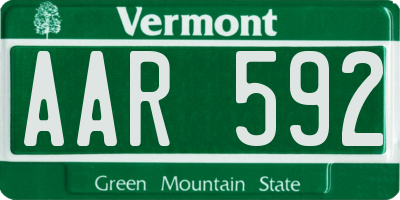 VT license plate AAR592