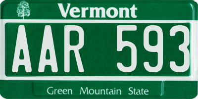 VT license plate AAR593