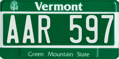 VT license plate AAR597