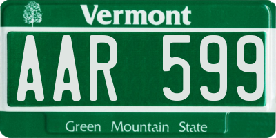 VT license plate AAR599