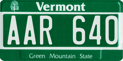 VT license plate AAR640