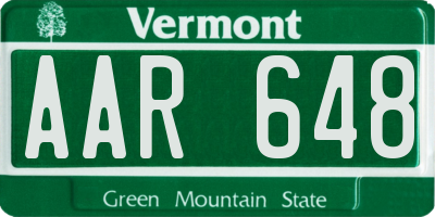 VT license plate AAR648