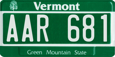 VT license plate AAR681