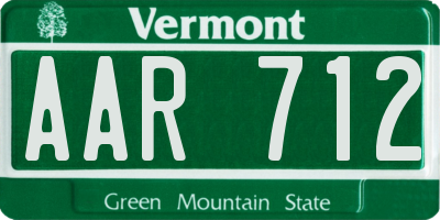 VT license plate AAR712