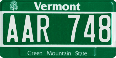 VT license plate AAR748